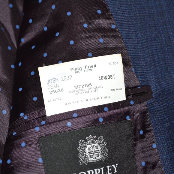 Coppley Drago blue tweed wool Super 130’s blazer sport coat jacket, sz 48 - Picture 13 of 13